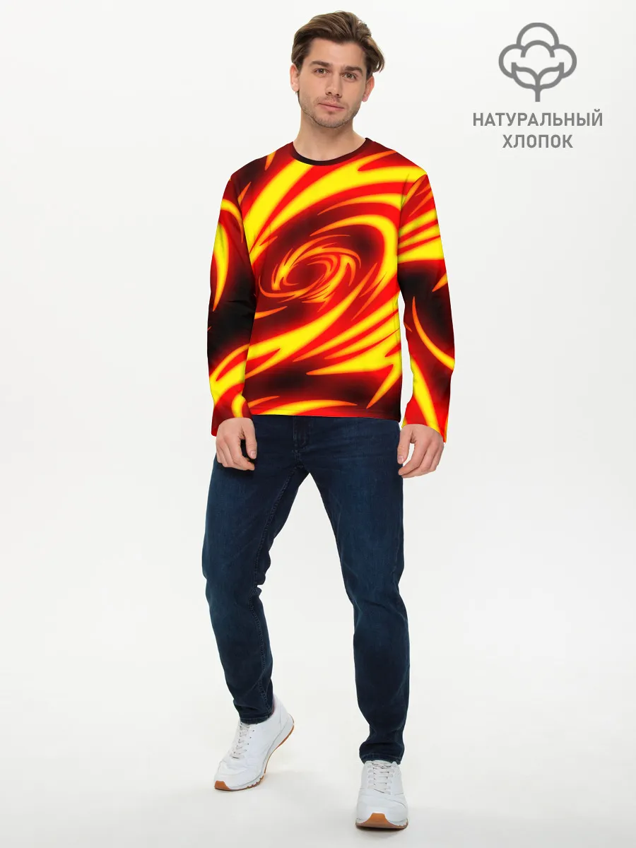 Мужской лонгслив базовый / ОГНЕННЫЕ ВОЛНЫ | FIRE STRIPES