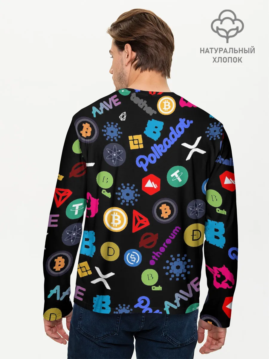 Мужской лонгслив базовый / BITCOIN PATTERN | БИТКОИН