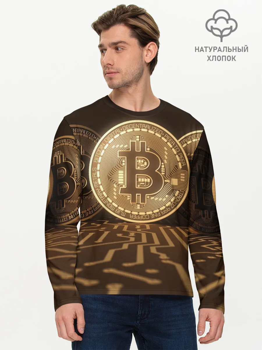 Мужской лонгслив базовый / Биткоин