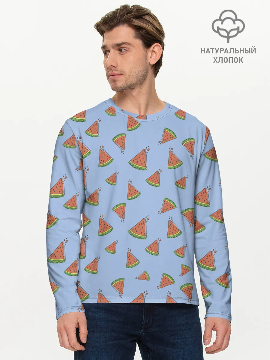 Мужской лонгслив базовый / Кусочки арбуза