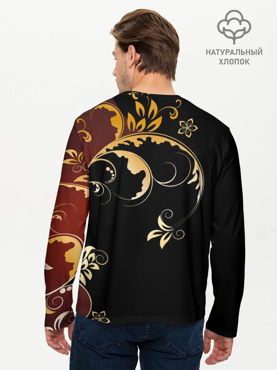 Мужской лонгслив базовый / Узор - Хохлома