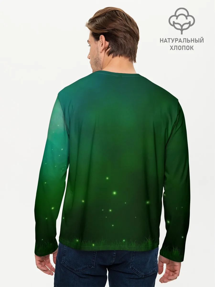 Мужской лонгслив базовый / Лисенок нюхает цветок