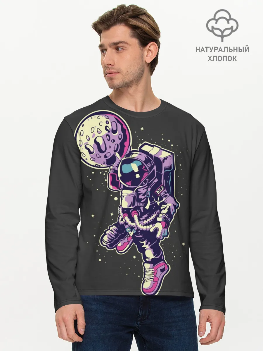 Мужской лонгслив базовый / Космонавт Баскетболист