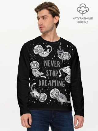 Мужской лонгслив базовый / Коты в Космосе