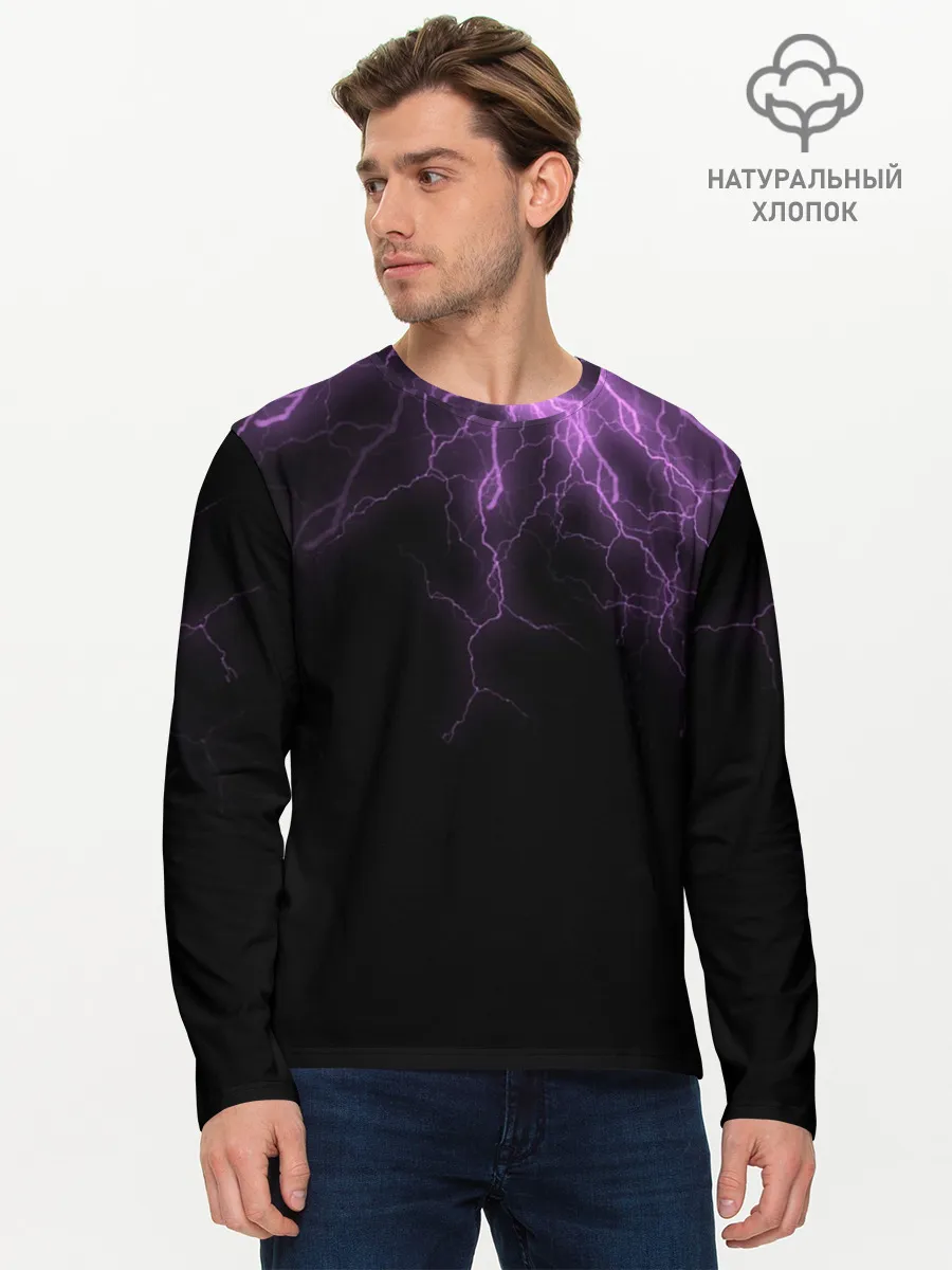 Мужской лонгслив базовый / Разряд Молнии