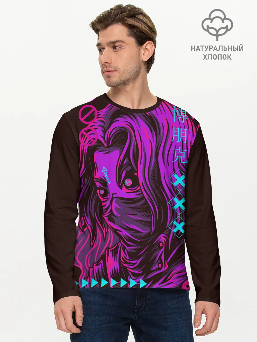 Мужской лонгслив базовый / Киберпанк