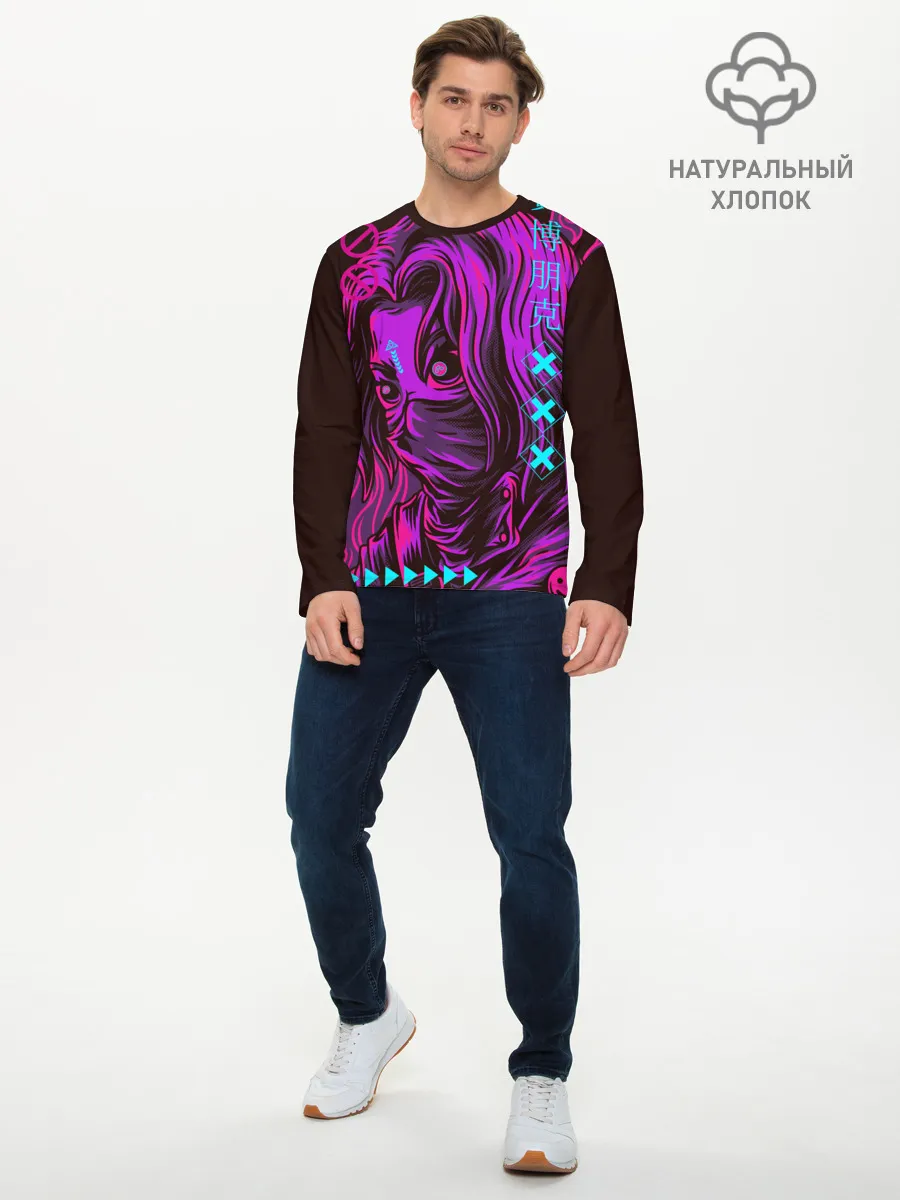 Мужской лонгслив базовый / Киберпанк