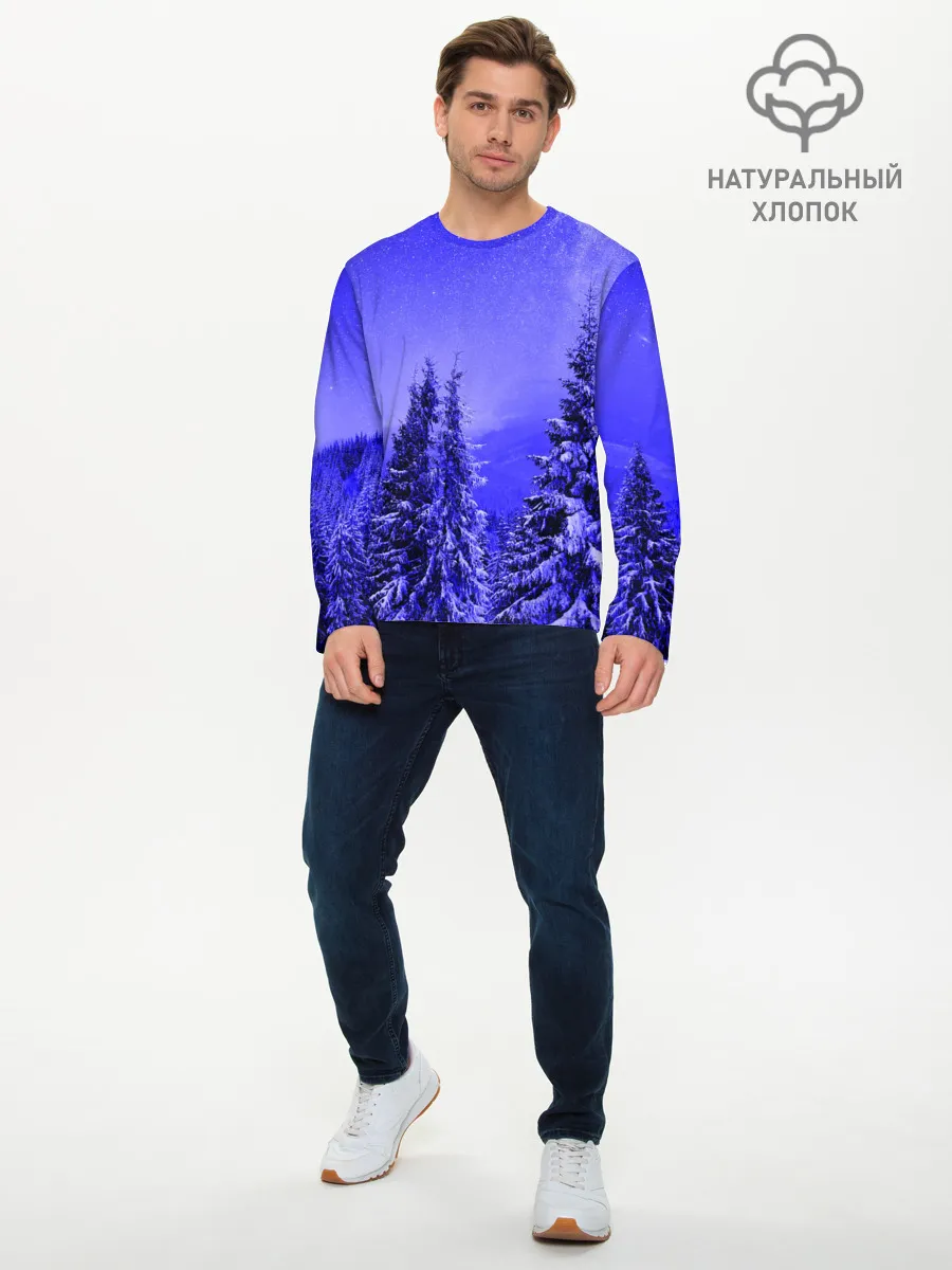 Мужской лонгслив базовый / Зимний лес
