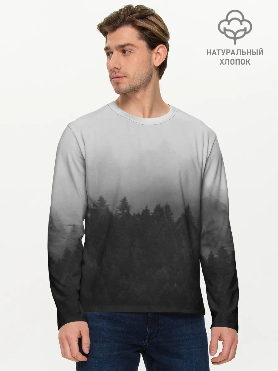 Мужской лонгслив базовый / Туманный лес
