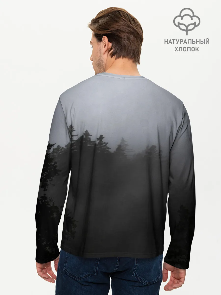 Мужской лонгслив базовый / Лес в дыму