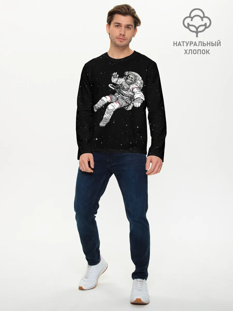 Мужской лонгслив базовый / Скелет Космонавт