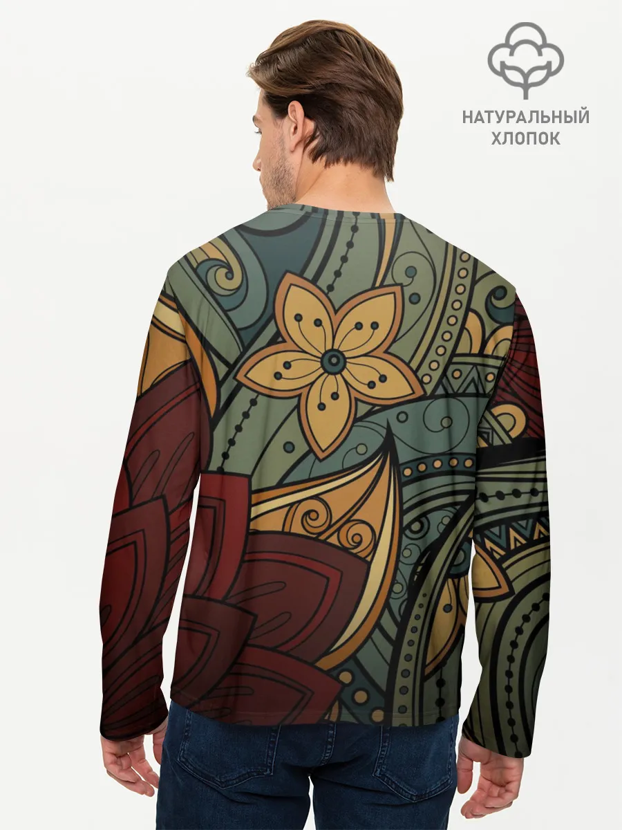 Мужской лонгслив базовый / Меладзе Цветы | Мандала