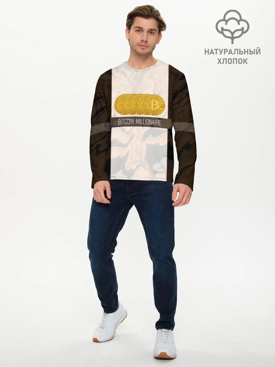 Мужской лонгслив базовый / Bitcoin | Биткоин | Миллионер