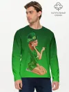 Мужской лонгслив базовый / девушка лепрекон в зеленом