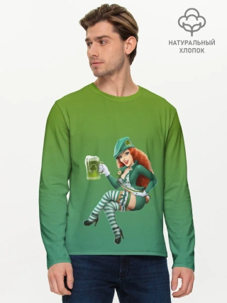 Мужской лонгслив базовый / девушка вечеринка на Патрика