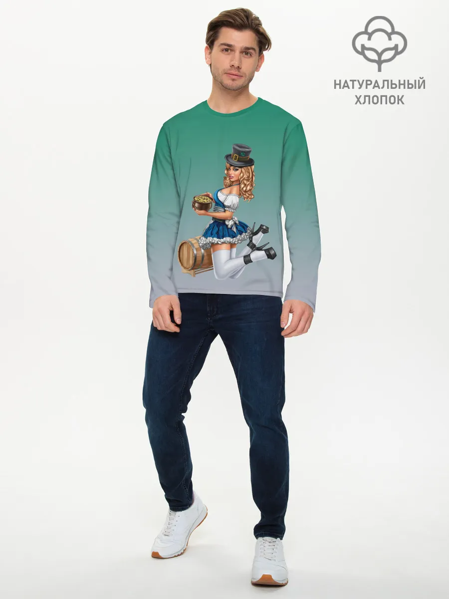 Мужской лонгслив базовый / официантка горшок золота