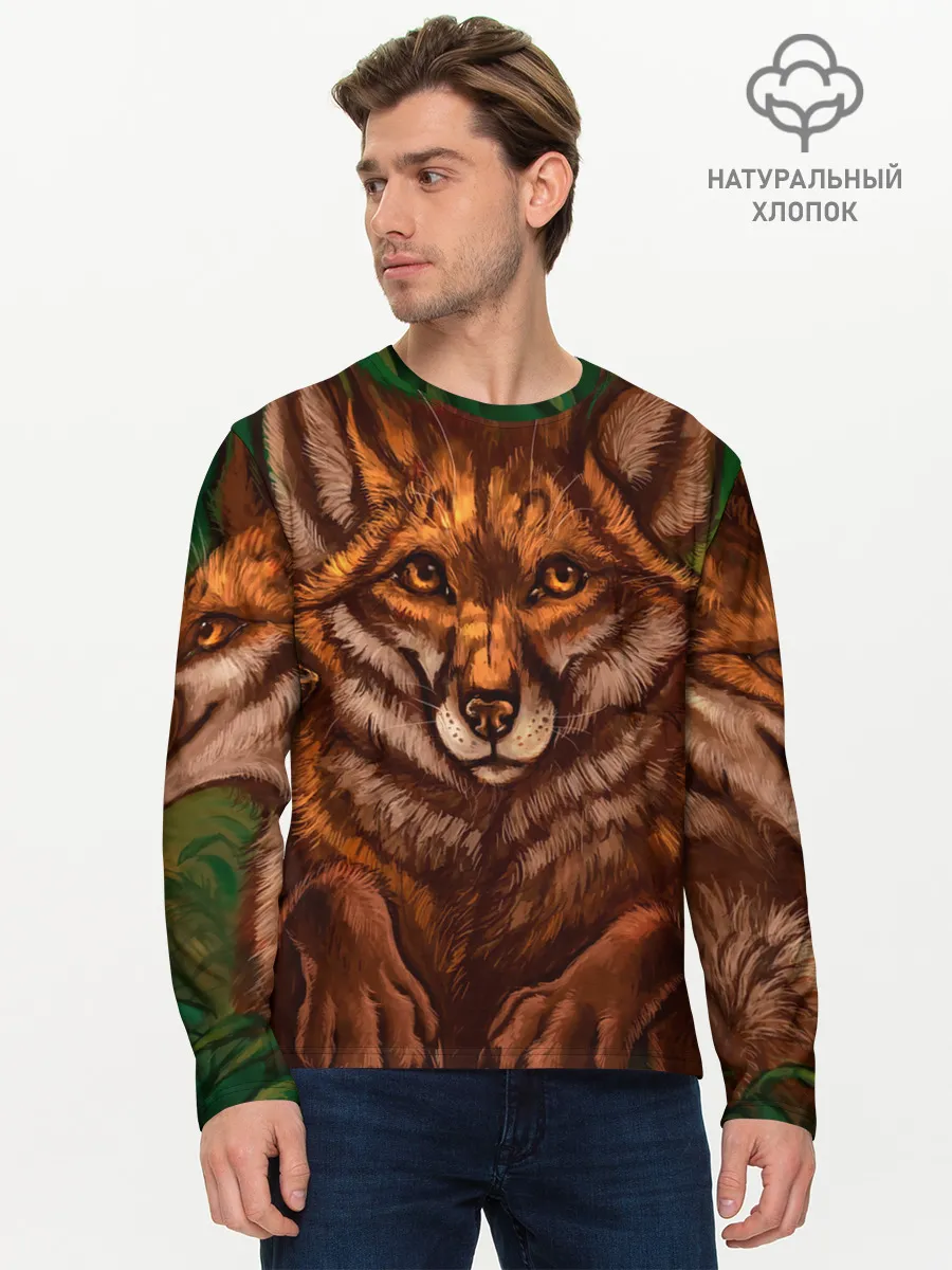 Мужской лонгслив базовый / Лисы