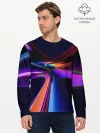 Мужской лонгслив базовый / Красочные светящиеся линии
