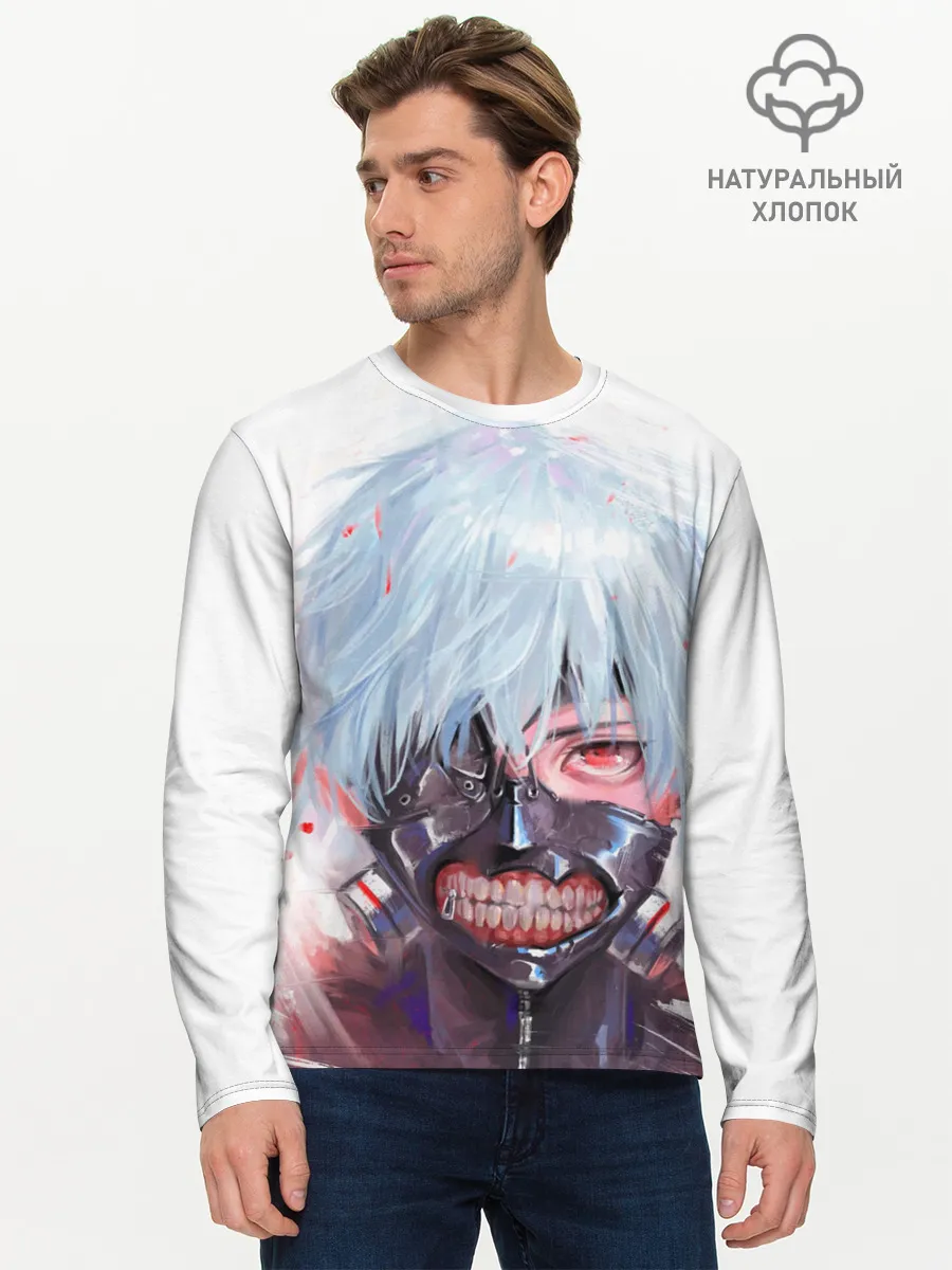 Мужской лонгслив базовый / Канеки Кен акварель