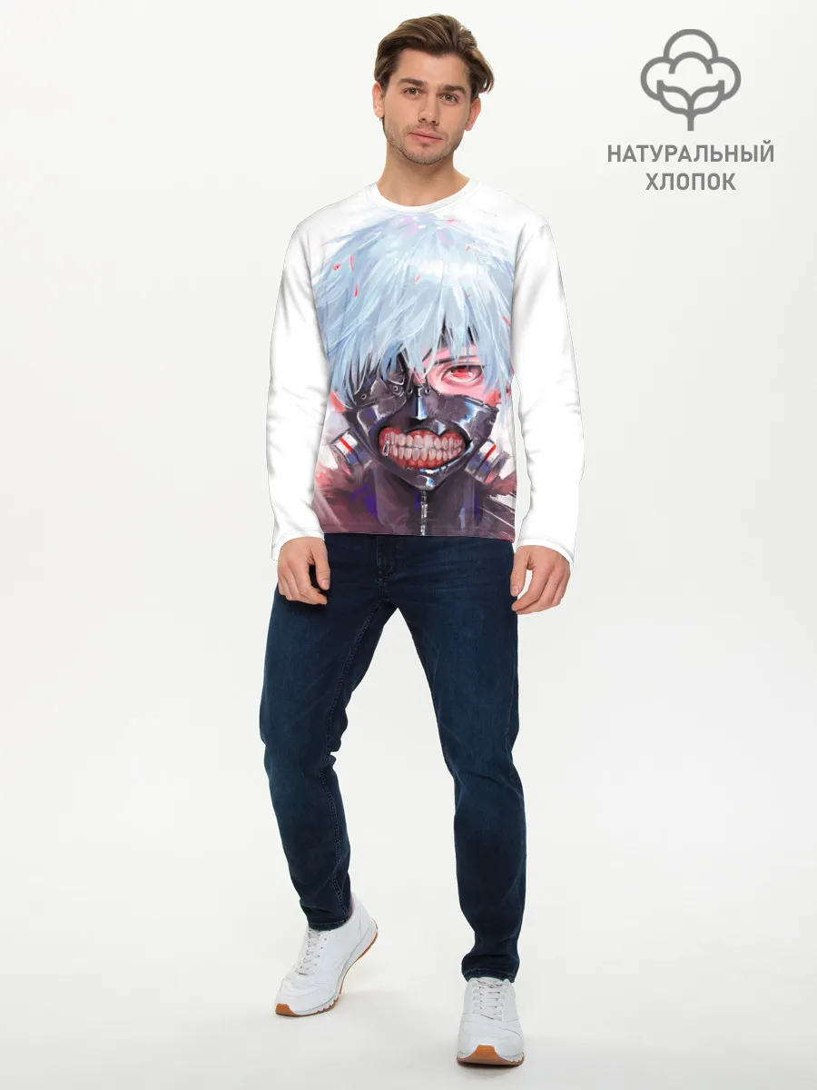 Мужской лонгслив базовый / Канеки Кен акварель