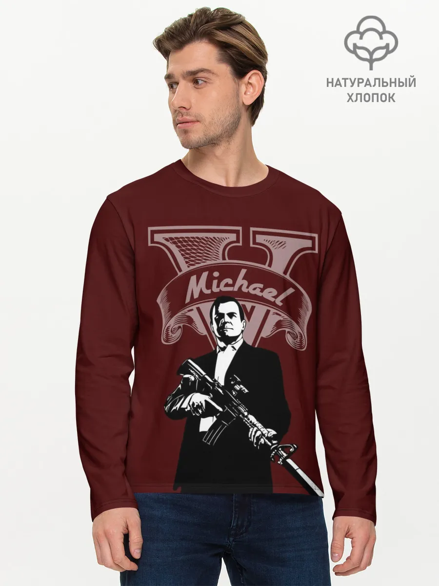 Мужской лонгслив базовый / Grand Theft Auto Майкл