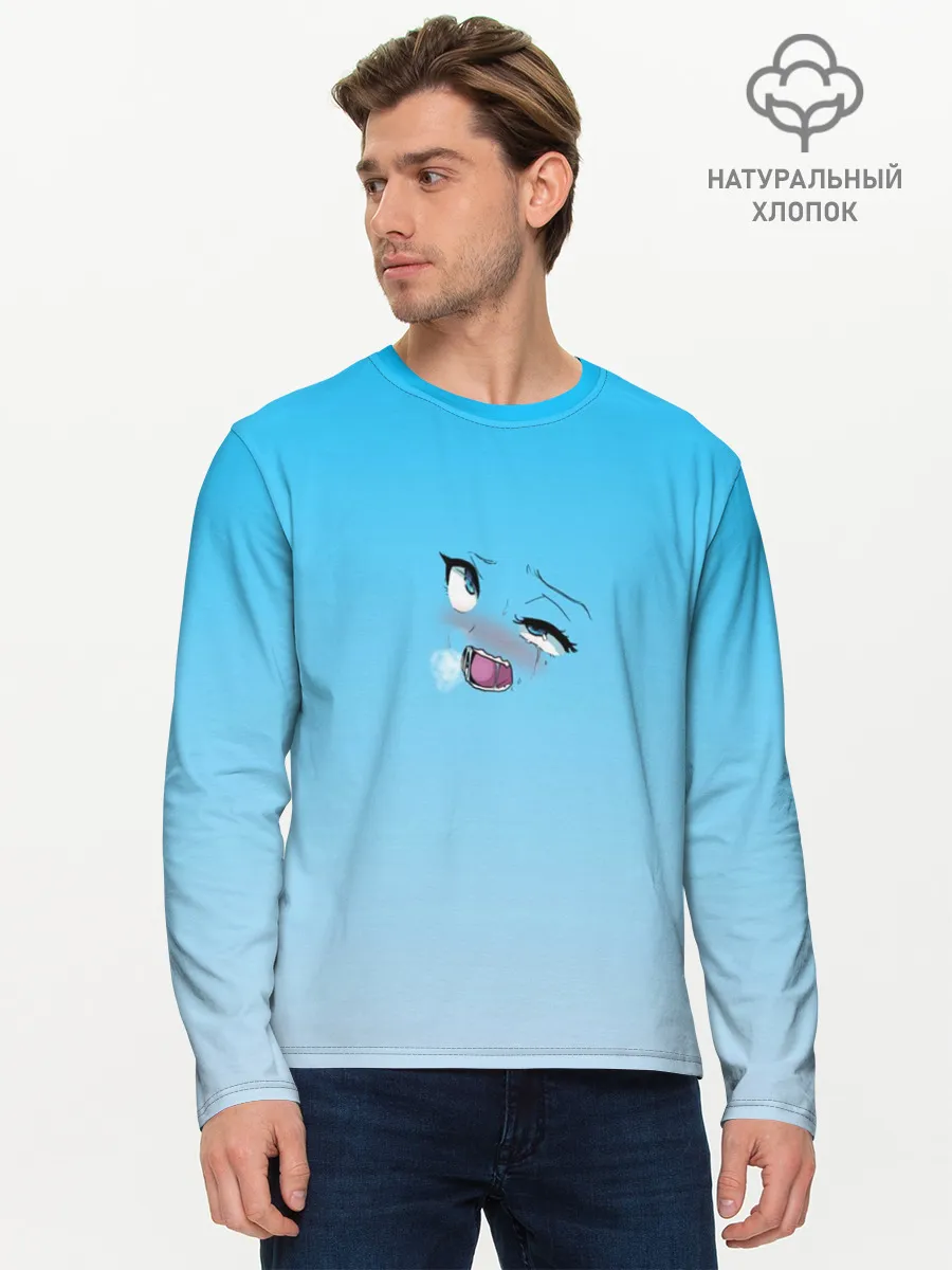 Мужской лонгслив базовый / Ahegao Blue-eyed girl