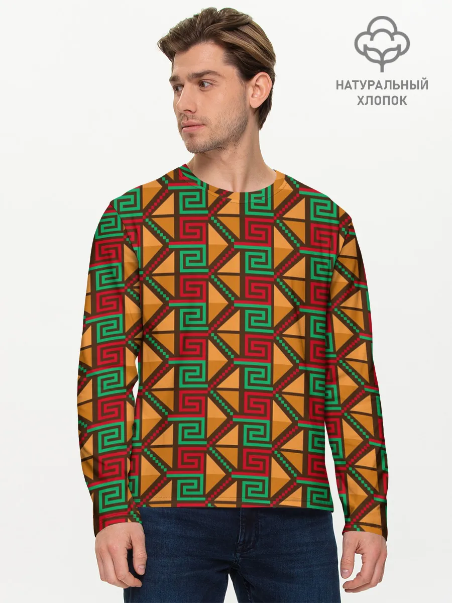 Мужской лонгслив базовый / Узор коренных индейцев америки