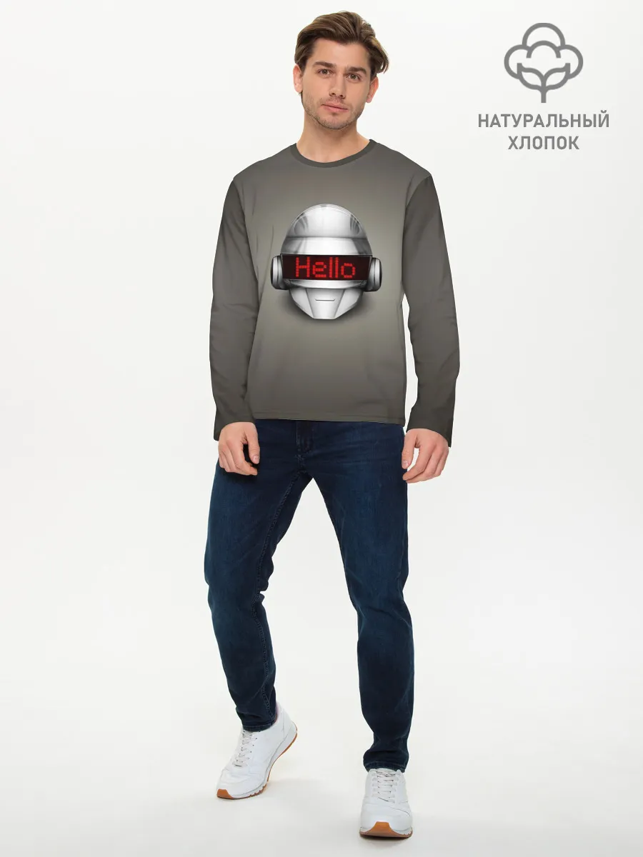 Мужской лонгслив базовый / Daft Punk | Hello