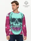 Мужской лонгслив базовый / Череп в цветах