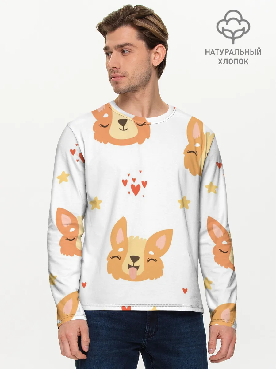 Мужской лонгслив базовый / Милый Корги