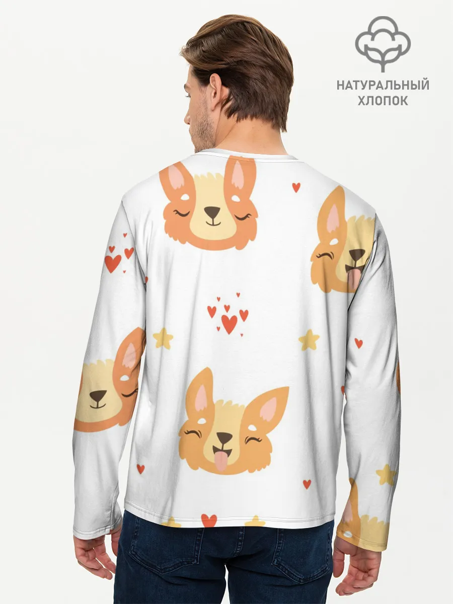 Мужской лонгслив базовый / Милый Корги