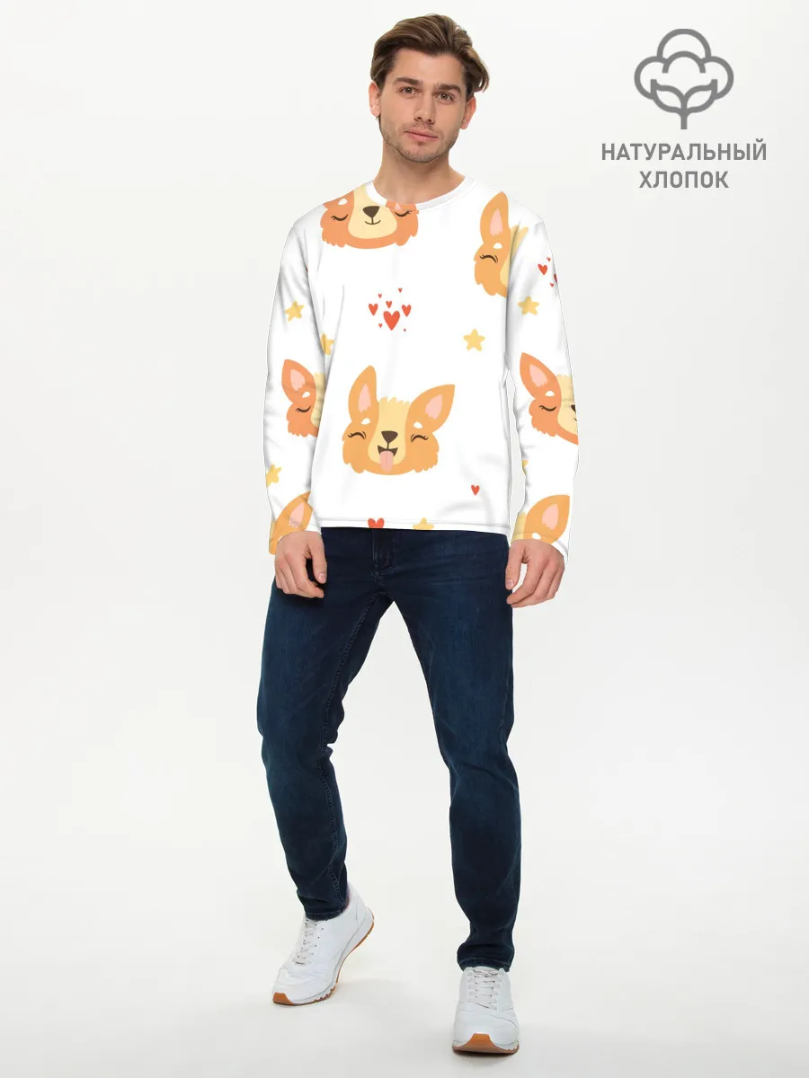 Мужской лонгслив базовый / Милый Корги