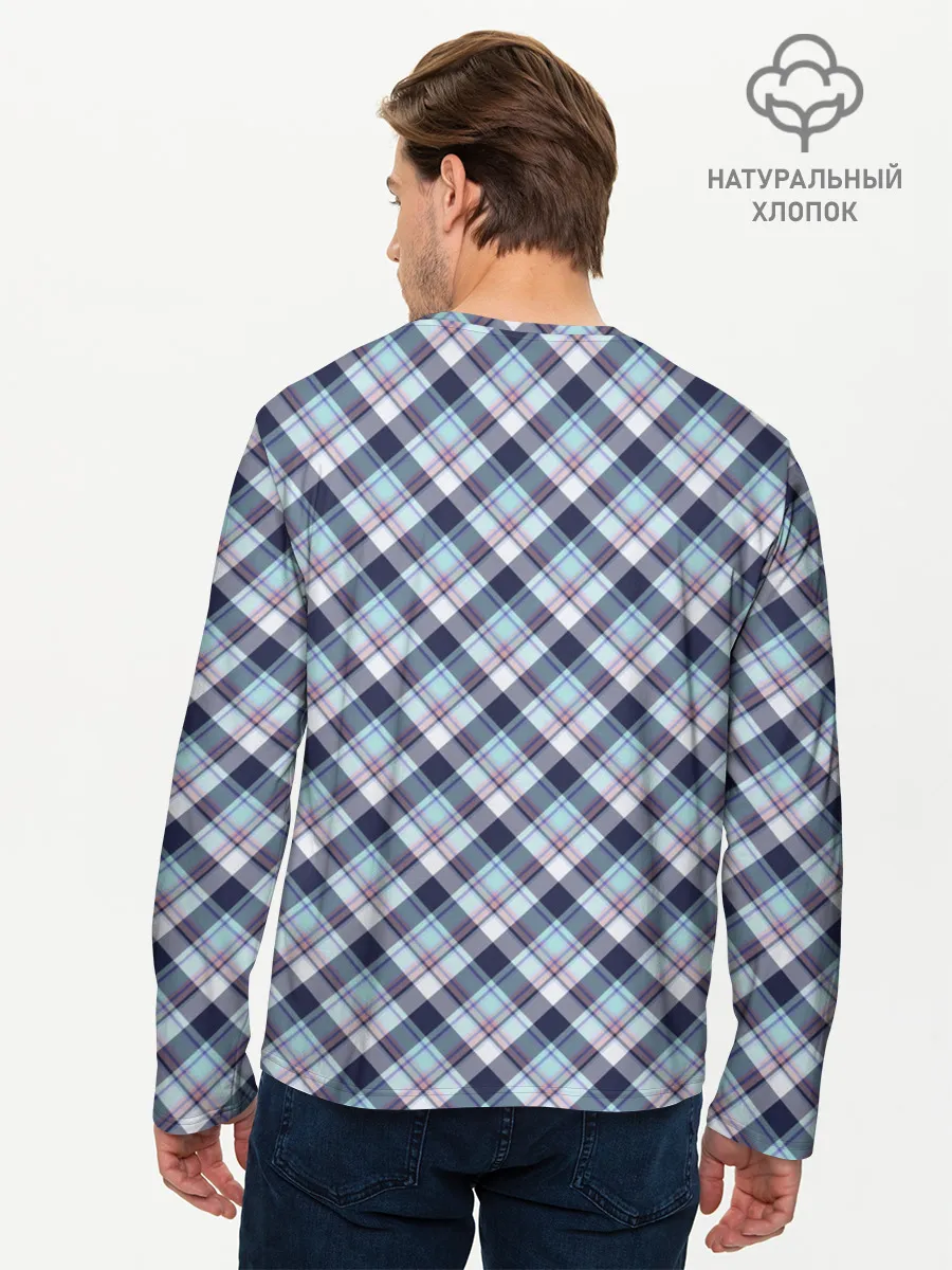 Мужской лонгслив базовый / Текстура в клетку