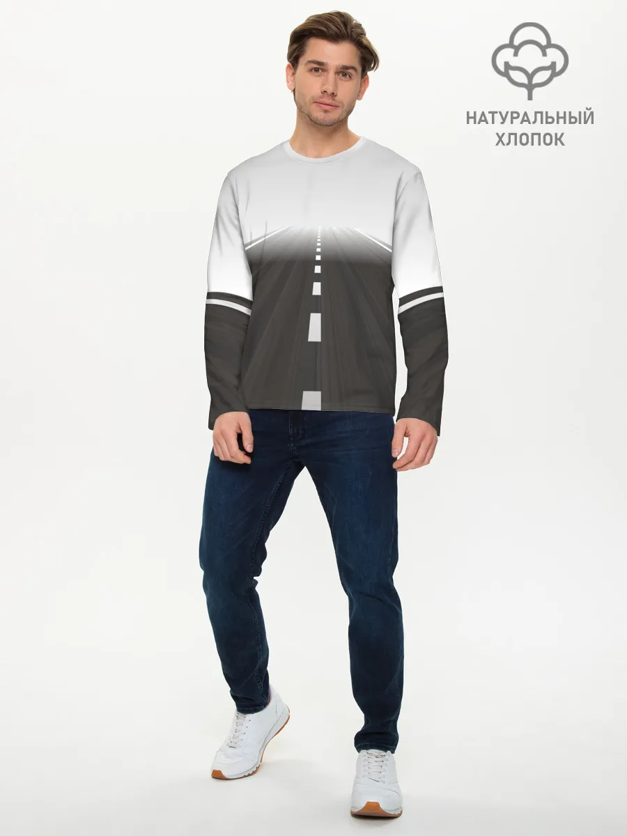 Мужской лонгслив базовый / Дорога, уходящая в даль