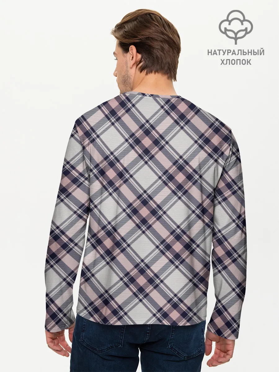 Мужской лонгслив базовый / Текстура в клетку