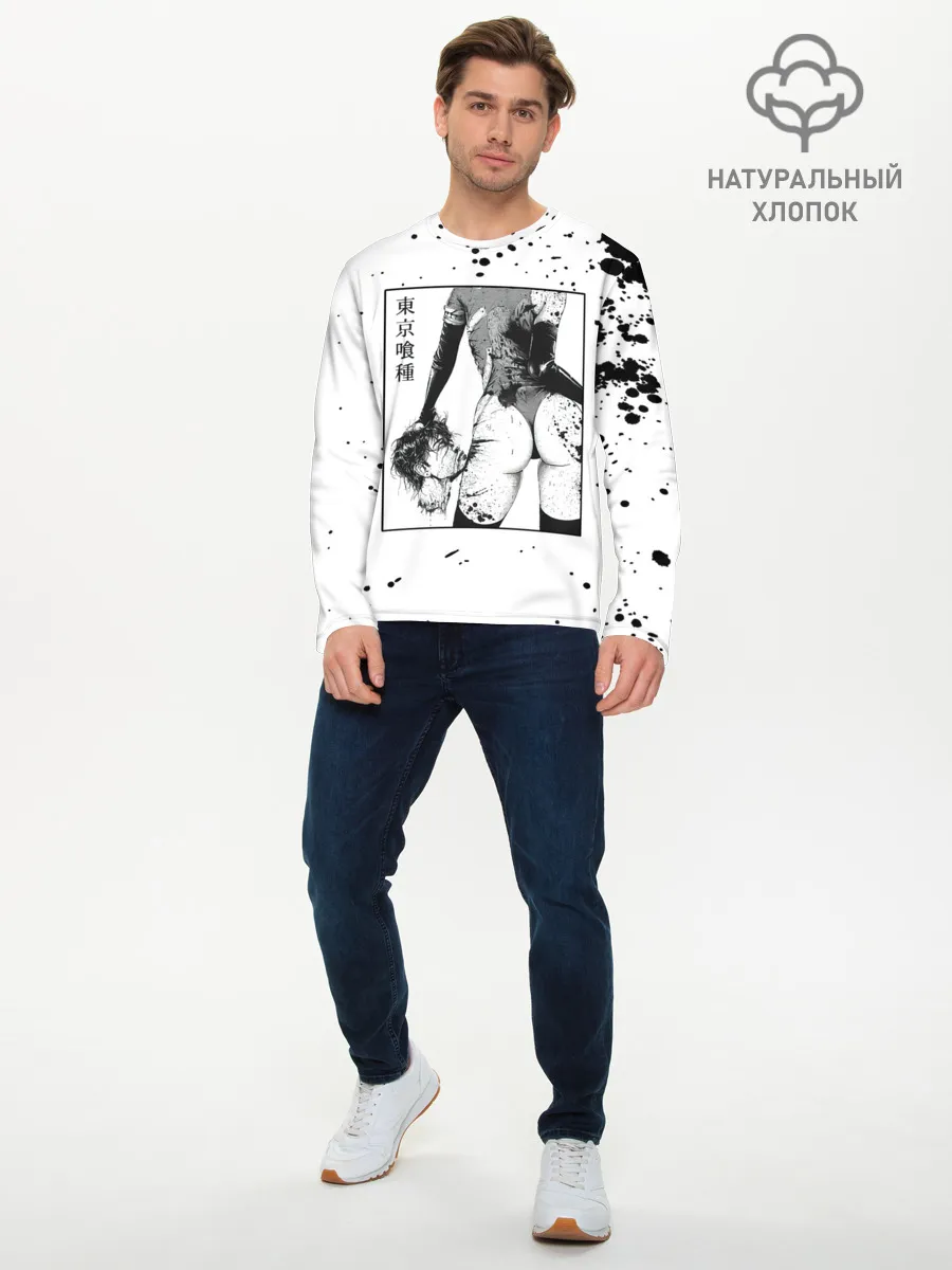 Мужской лонгслив базовый / Токийский гуль голова