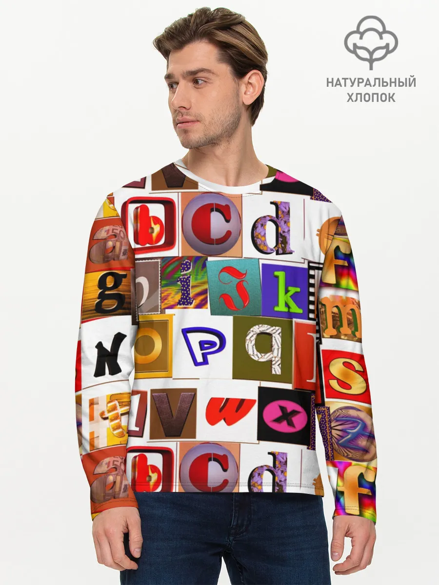 Мужской лонгслив базовый / Английские буквы # 2