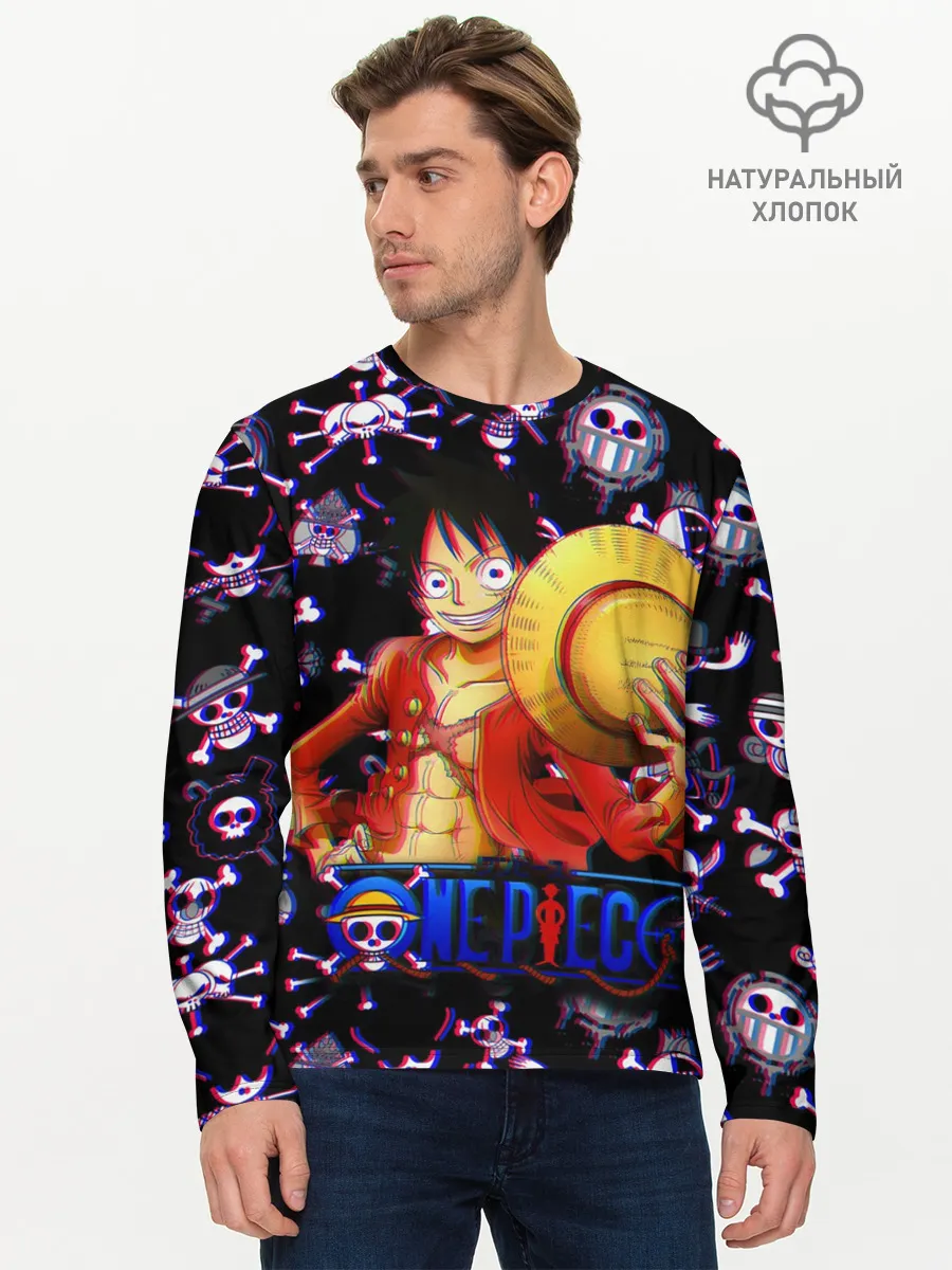 Мужской лонгслив базовый / Луффи One Piece | Glitch