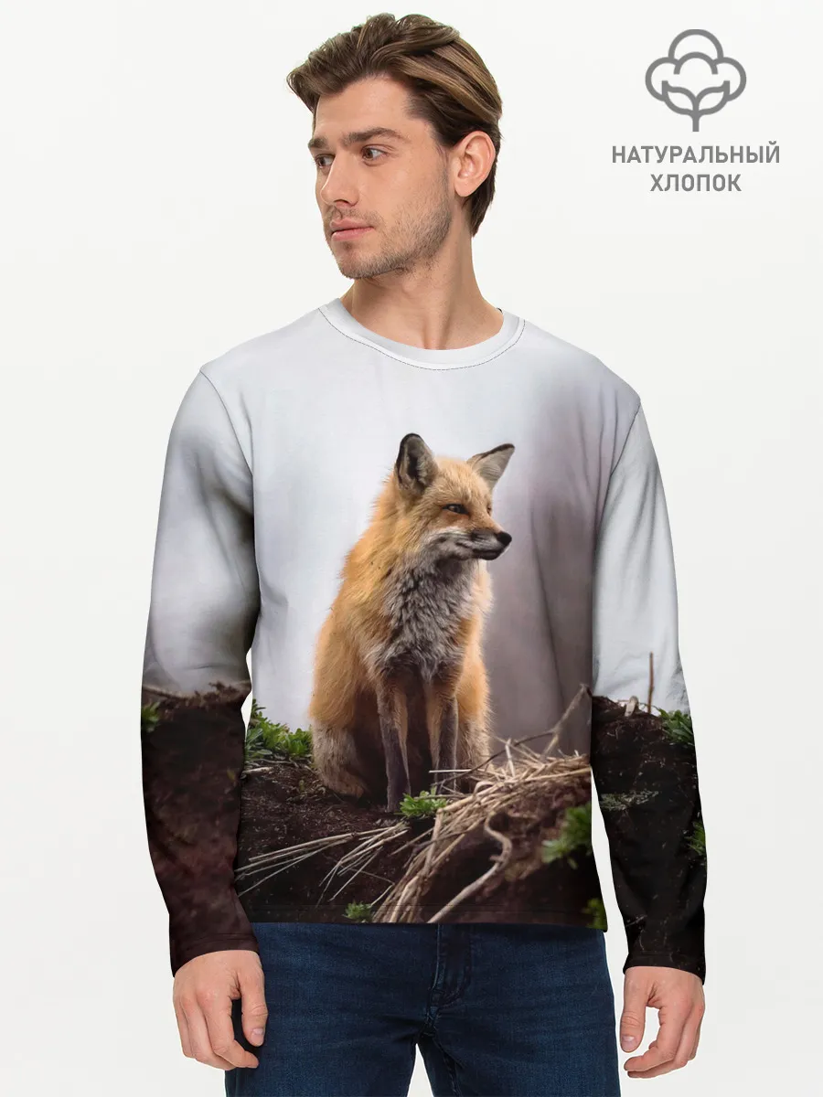 Мужской лонгслив базовый / Лиса