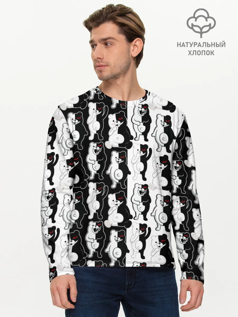 Мужской лонгслив базовый / MONOKUMA / МОНОКУМА ПАТТЕРН