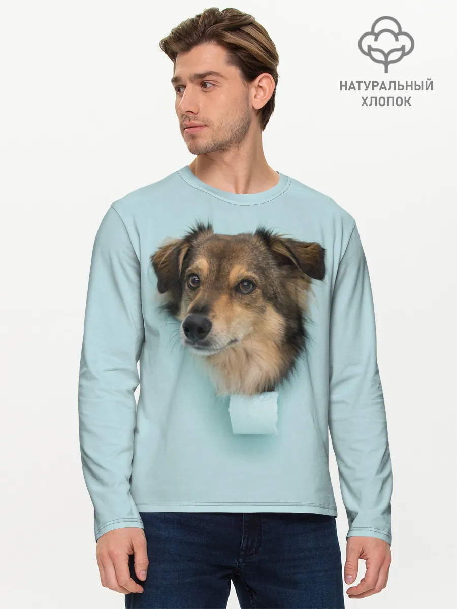 Мужской лонгслив базовый / Беспородная Собака дворняга / A Dog