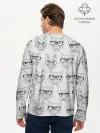 Мужской лонгслив базовый / Кошки в очках