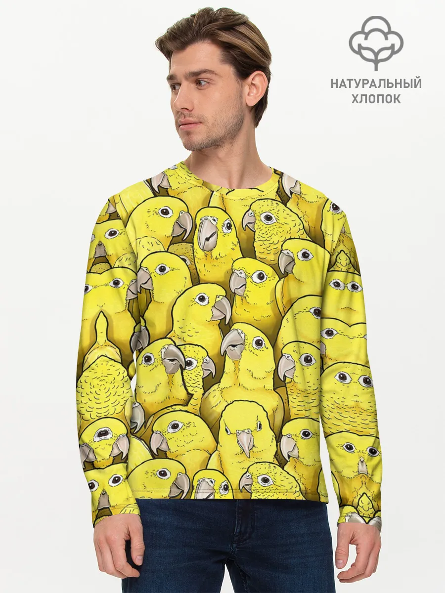 Мужской лонгслив базовый / Попугаи