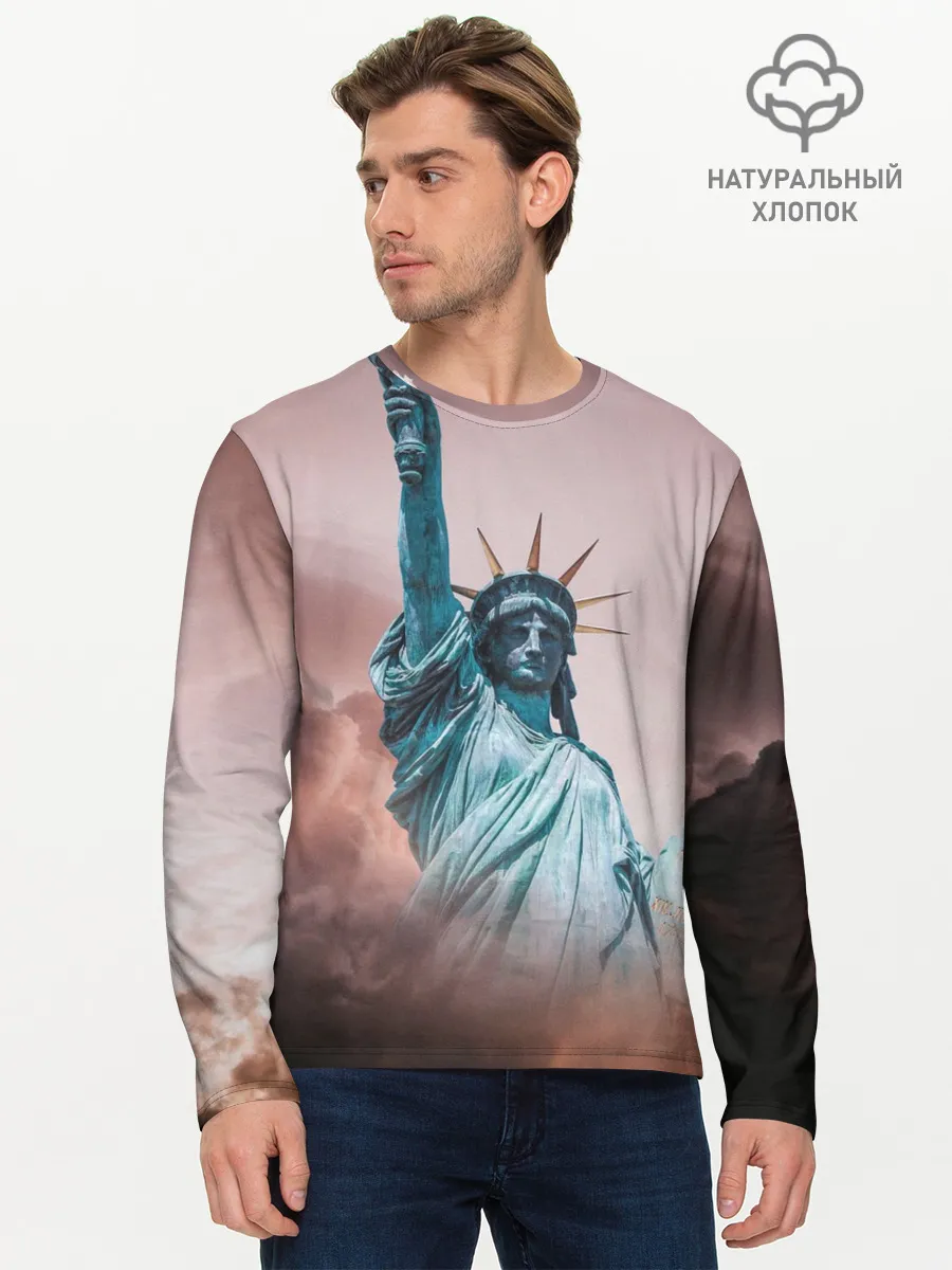 Мужской лонгслив базовый / Статуя свободы