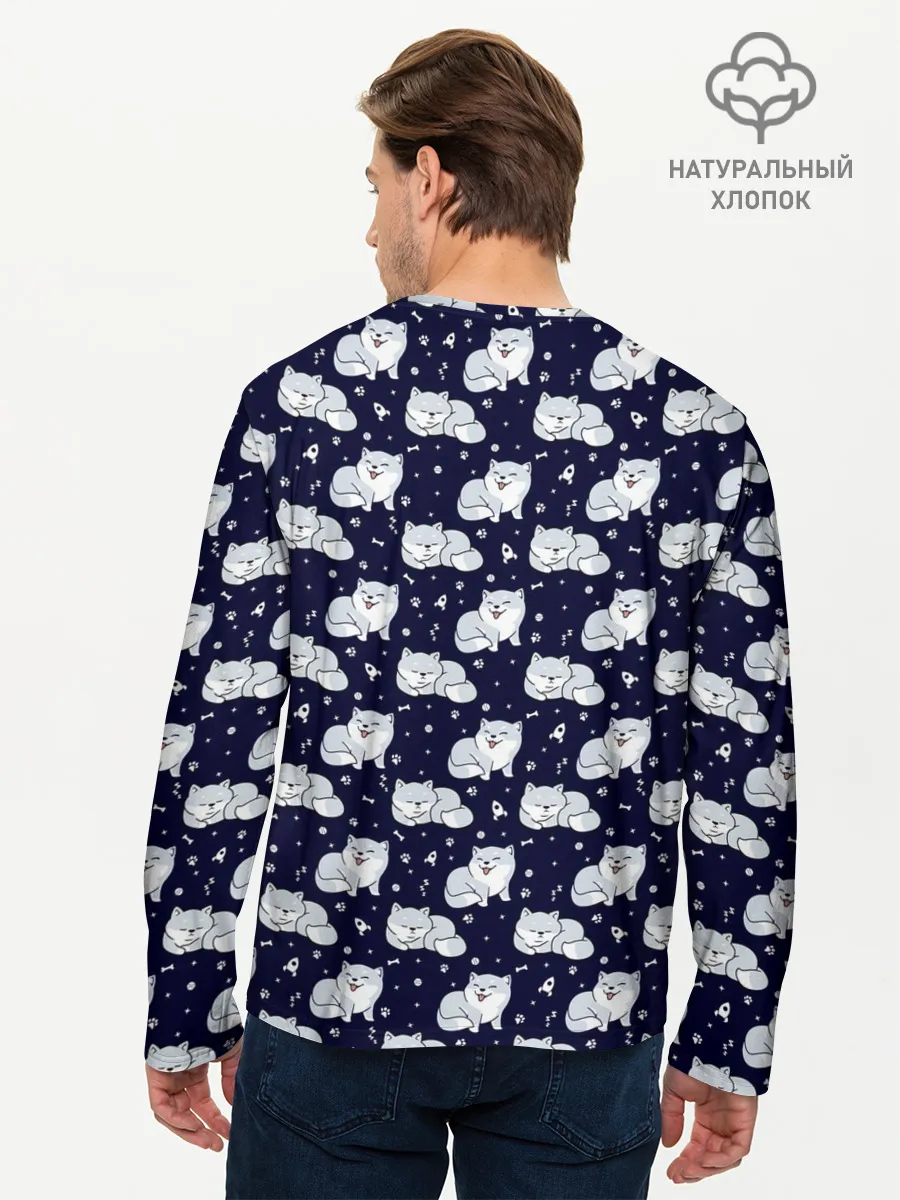 Мужской лонгслив базовый / Милая Шиба Ину