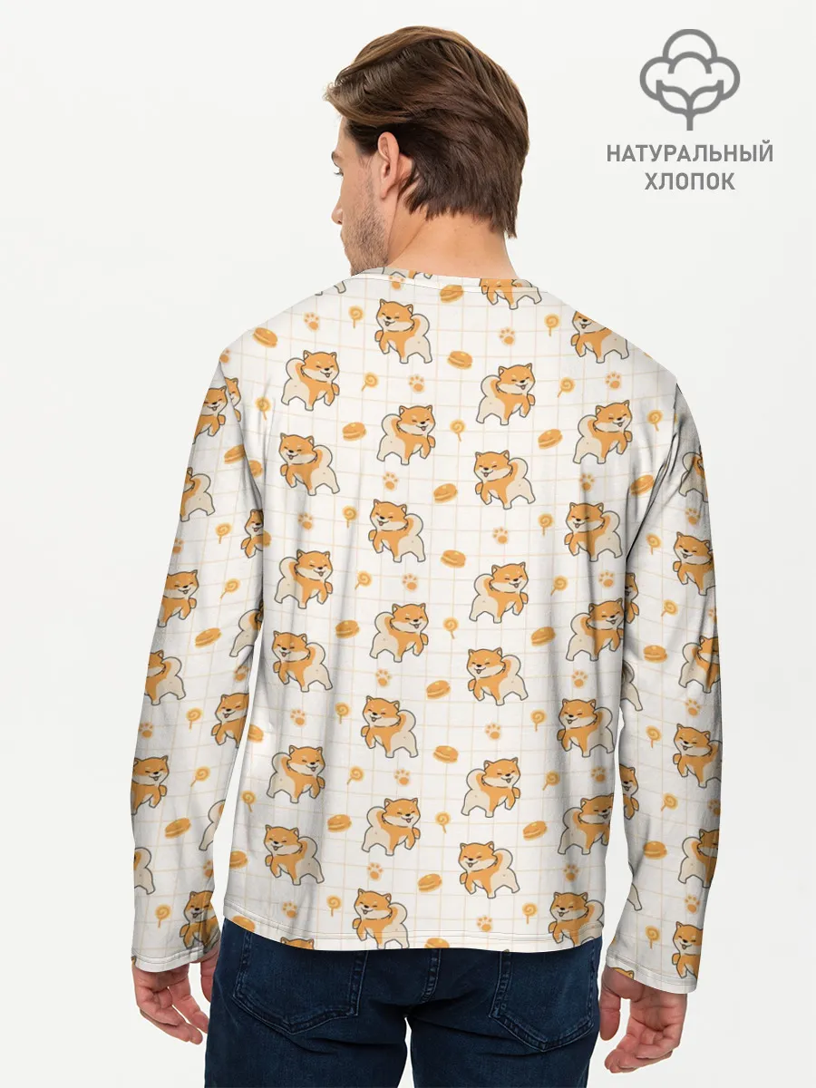 Мужской лонгслив базовый / Крутая Шиба-Ину