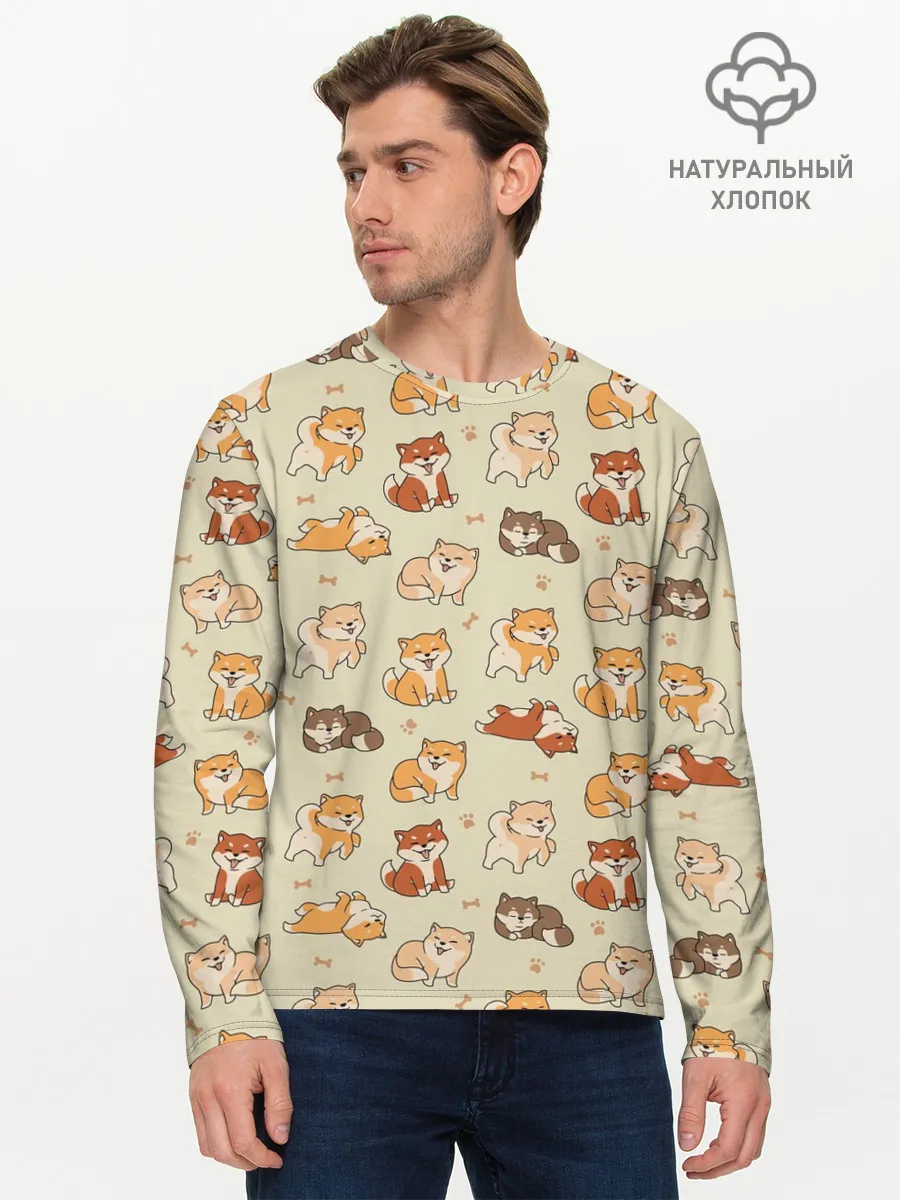 Мужской лонгслив базовый / Шиба-Ину