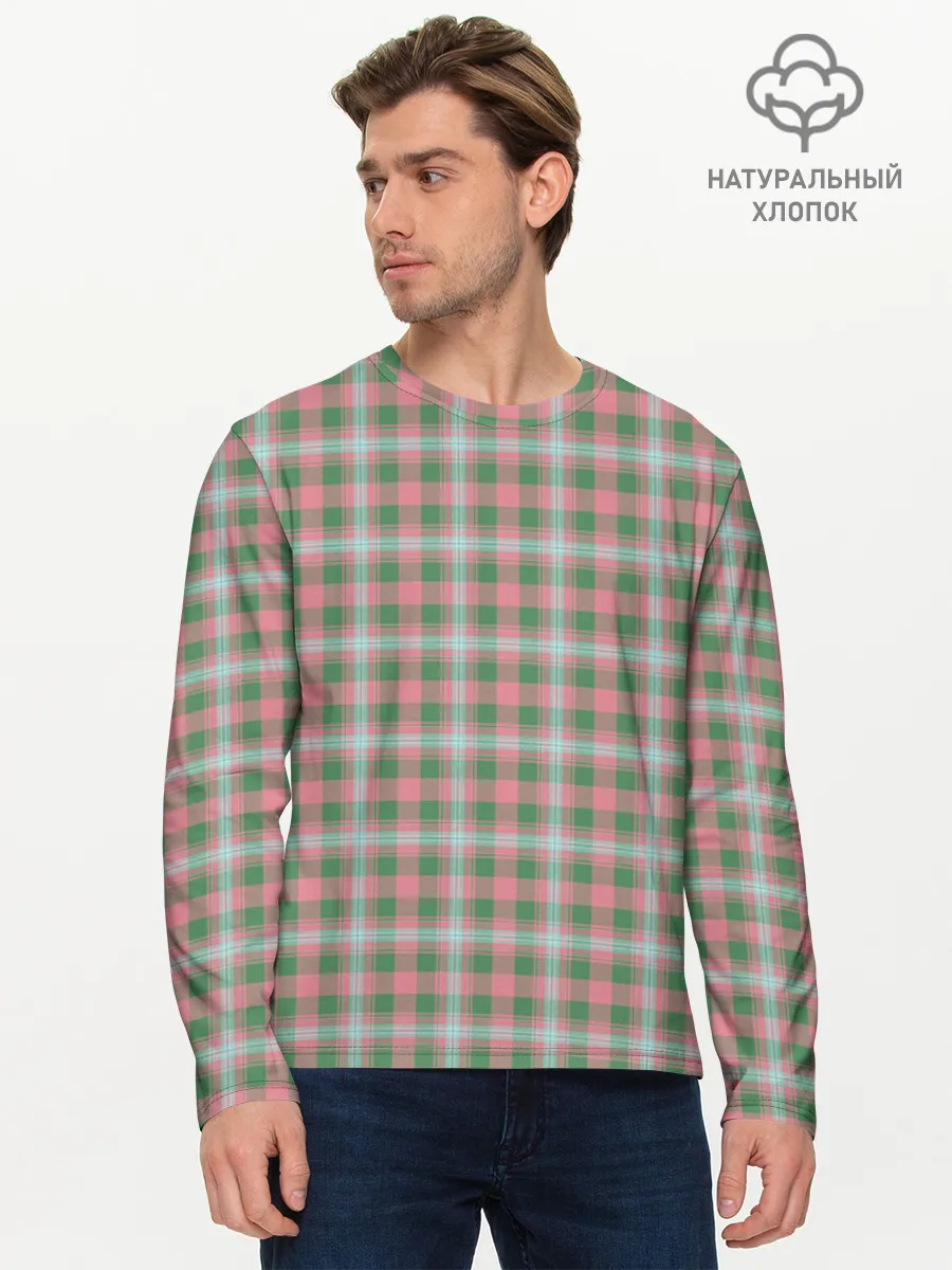 Мужской лонгслив базовый / Узор в клетку