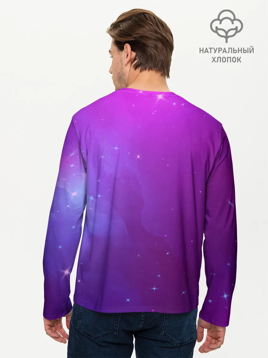 Мужской лонгслив базовый / Retrowave Neon Dinosaur