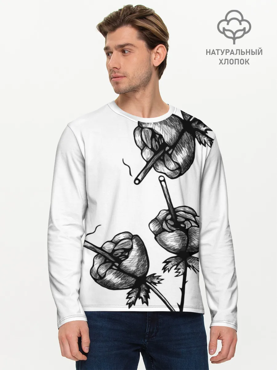 Мужской лонгслив базовый / Дымящие розы